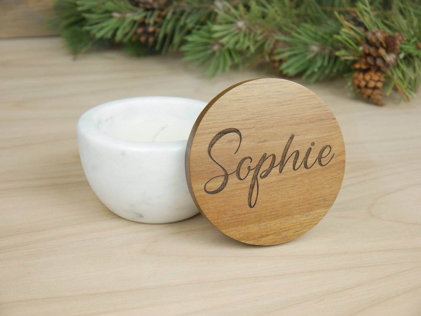 personalisierte Kerze in Marmorschale, Geschenk zu Weihnachten, Geburtstag, Valentinstag, Duftkerze, Bienenwachs