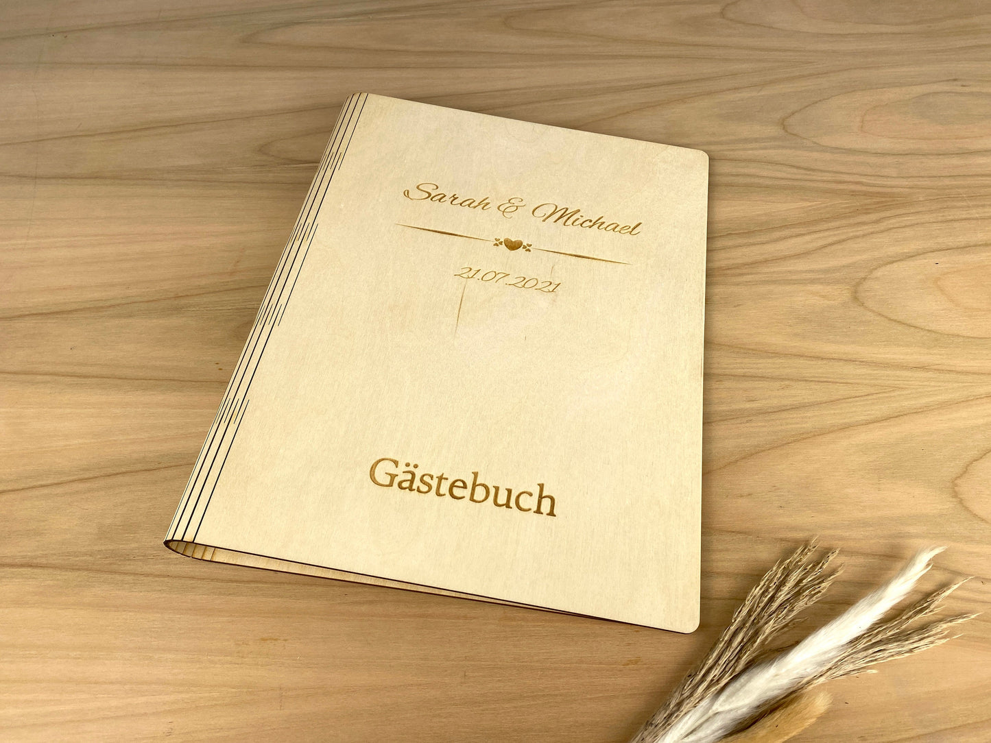 Personalisiertes Gästebuch zur Hochzeit - Erinnerungsbuch Fotobuch aus Holz - Geschenk