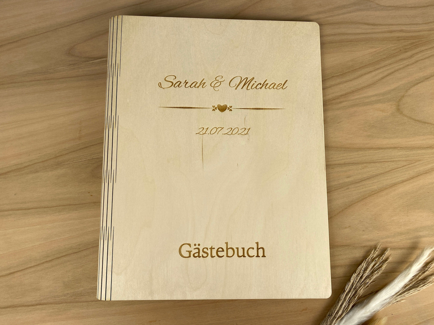 Personalisiertes Gästebuch zur Hochzeit - Erinnerungsbuch Fotobuch aus Holz - Geschenk