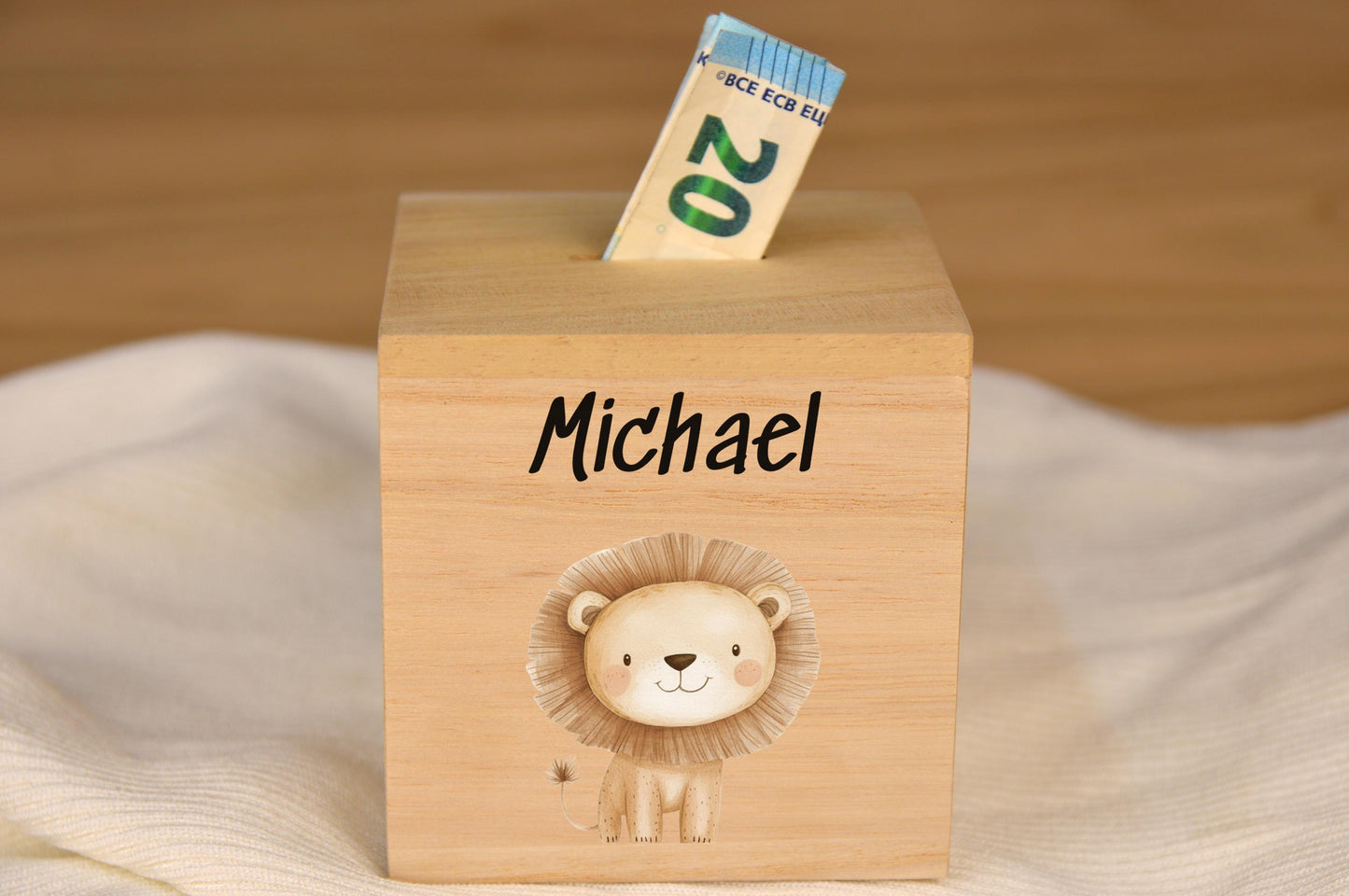 Spardose mit Namen, personalisierte Tiermotive Safari, Geschenk für Kinder, Babygeschenk, Geschenk Geburtstag, Taufe, Geburt, Namen