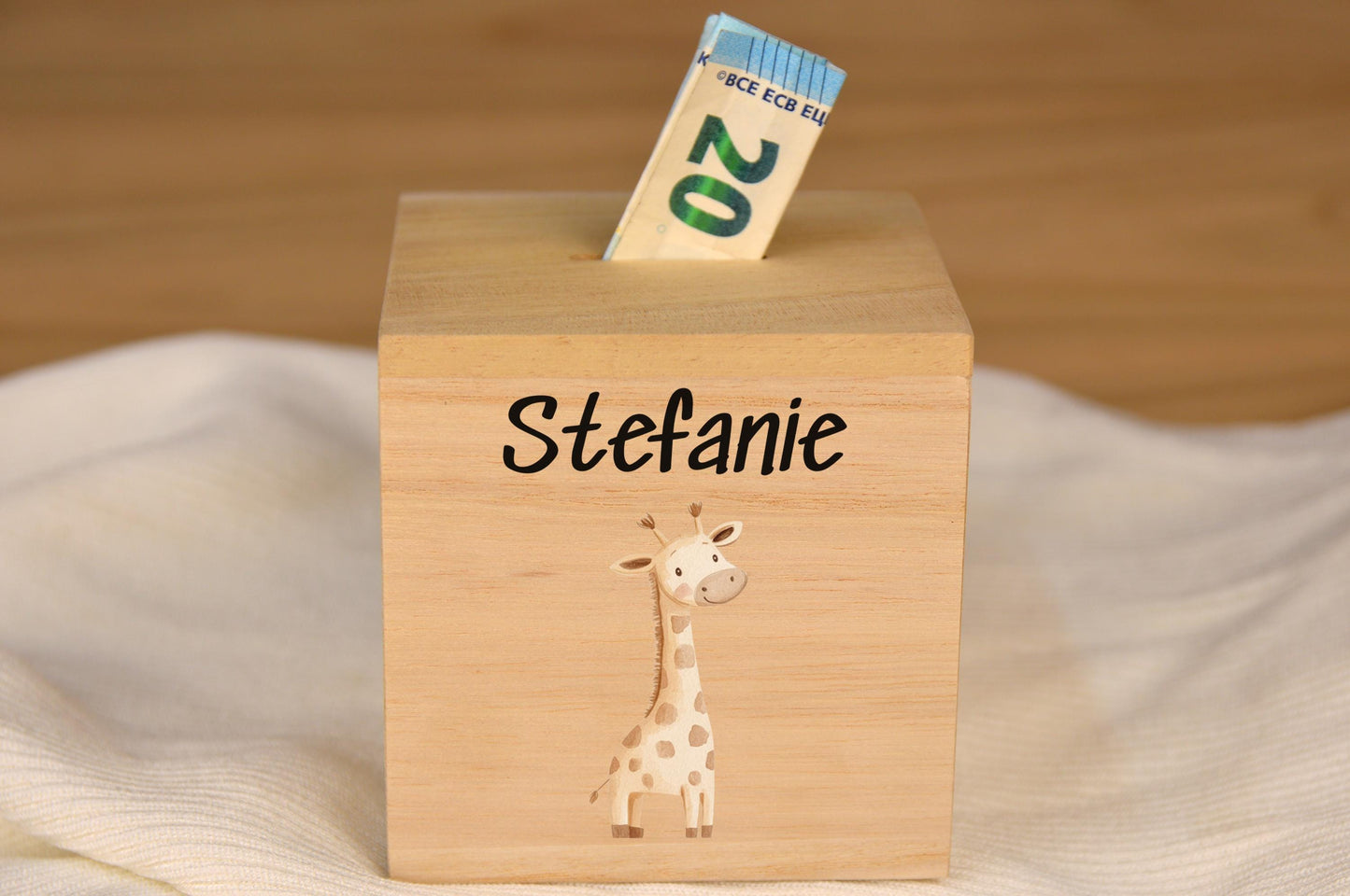 Spardose mit Namen, personalisierte Tiermotive Safari, Geschenk für Kinder, Babygeschenk, Geschenk Geburtstag, Taufe, Geburt, Namen