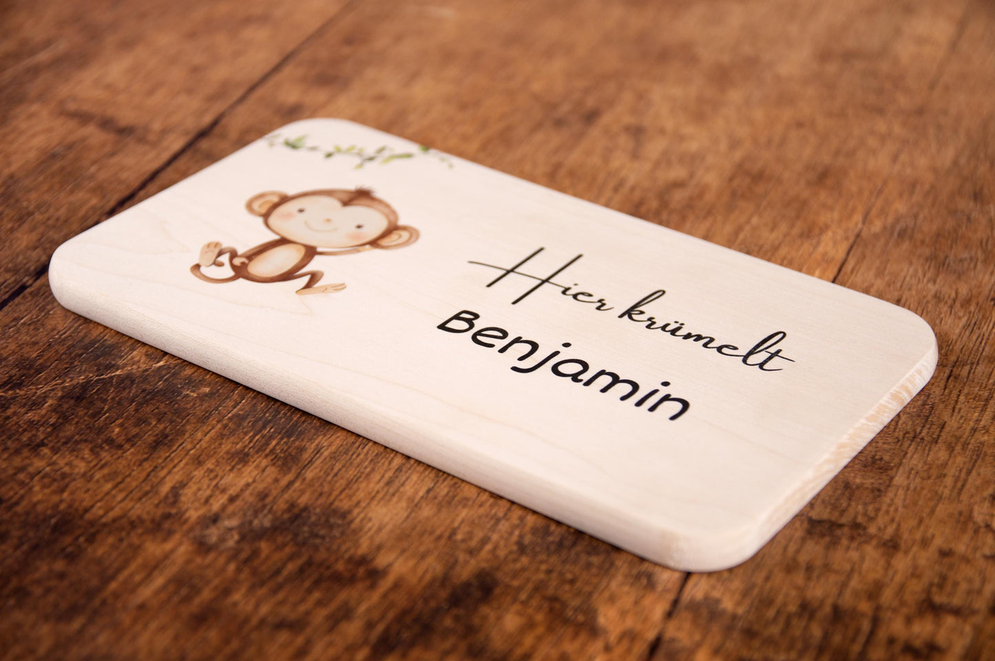 Frühstücksbrett personalisiert, Safari, Brettchen personalisiert, Geschenk Geburt, Ahornholz, Taufe, Kinder, Holzbrett personalisiert