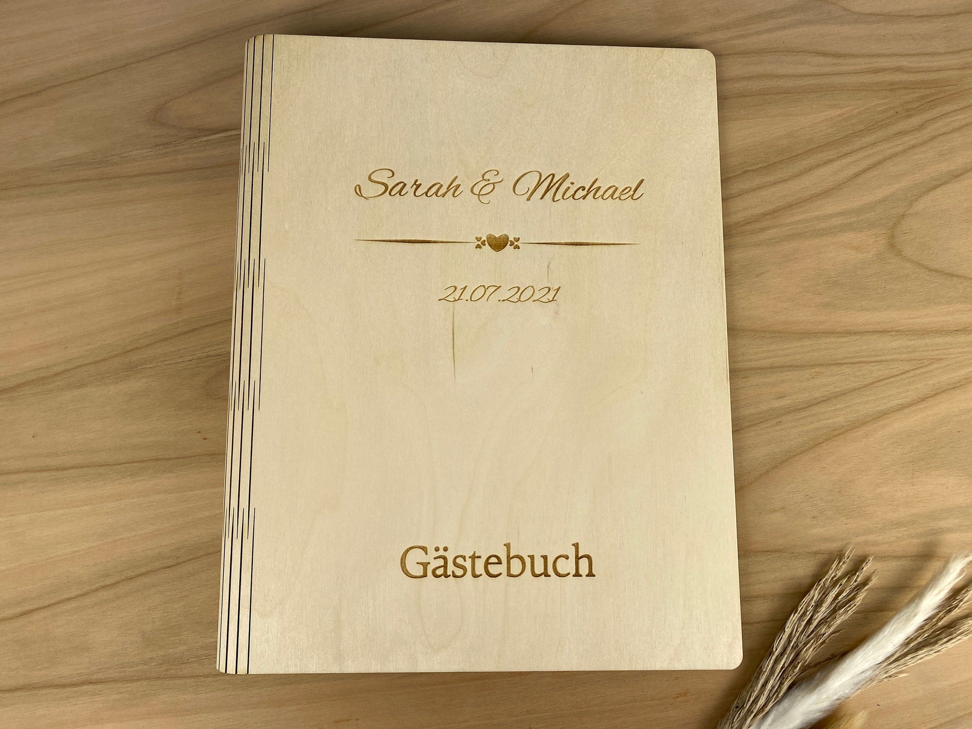 Personalisiertes Gästebuch zur Hochzeit - Erinnerungsbuch Fotobuch aus Holz - Geschenk