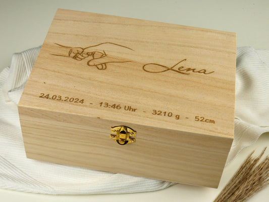 Erinnerungskiste aus Holz, Geschenkbox zur Geburt, Geschenk zur Geburt, Taufe, Baby
