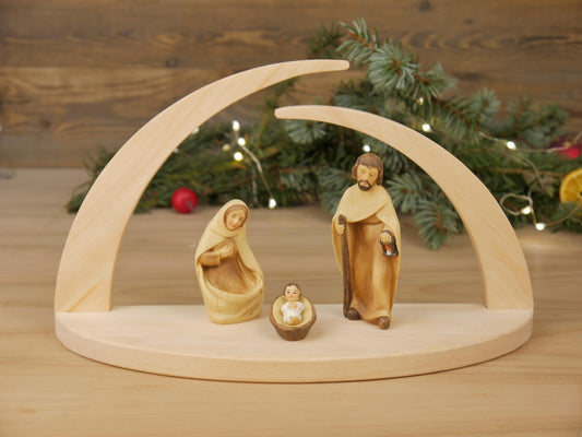 moderne Weihnachtskrippe aus Holz | Krippe für Weihnachten | Ideal als Geschenk | mit Heiliger Familie