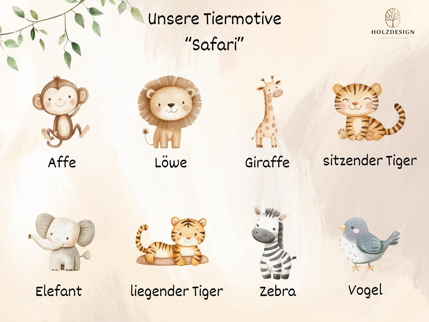 Stiftebox mit Namen, personalisierte Tiermotive Safari, Geschenk für Kinder, Babygeschenk, Geschenk Geburtstag, Taufe, Geburt, Safari