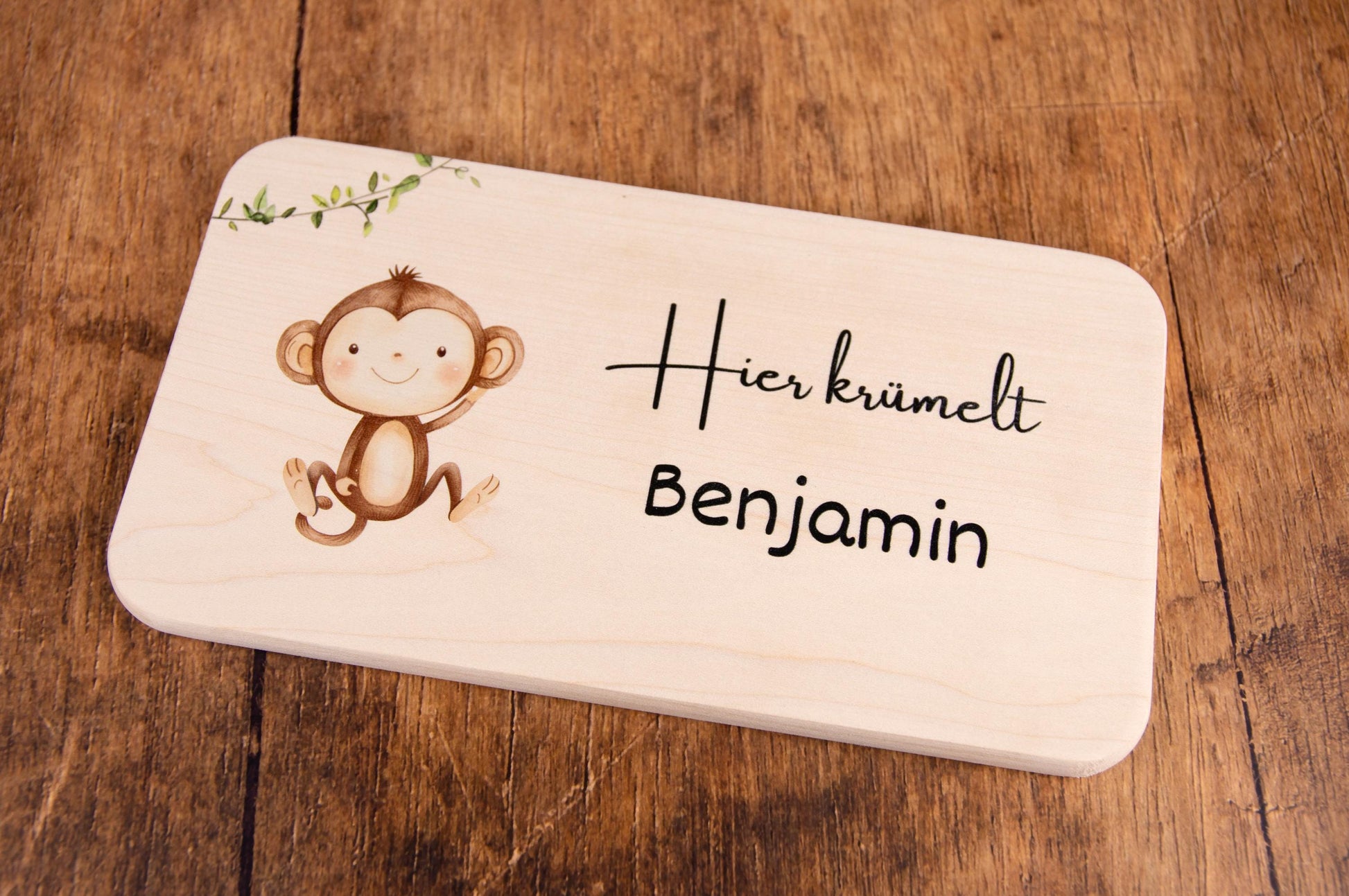 Frühstücksbrett personalisiert, Safari, Brettchen personalisiert, Geschenk Geburt, Ahornholz, Taufe, Kinder, Holzbrett personalisiert
