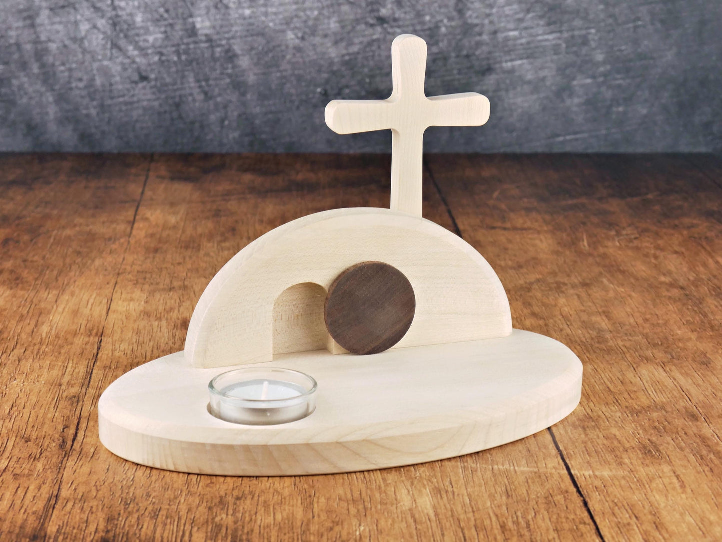 Osterkrippe aus Ahornholz, Osterdeko, Auferstehung des Herrn, Geschenk zu Ostern, Frühlingsdeko, Christliches Geschenk