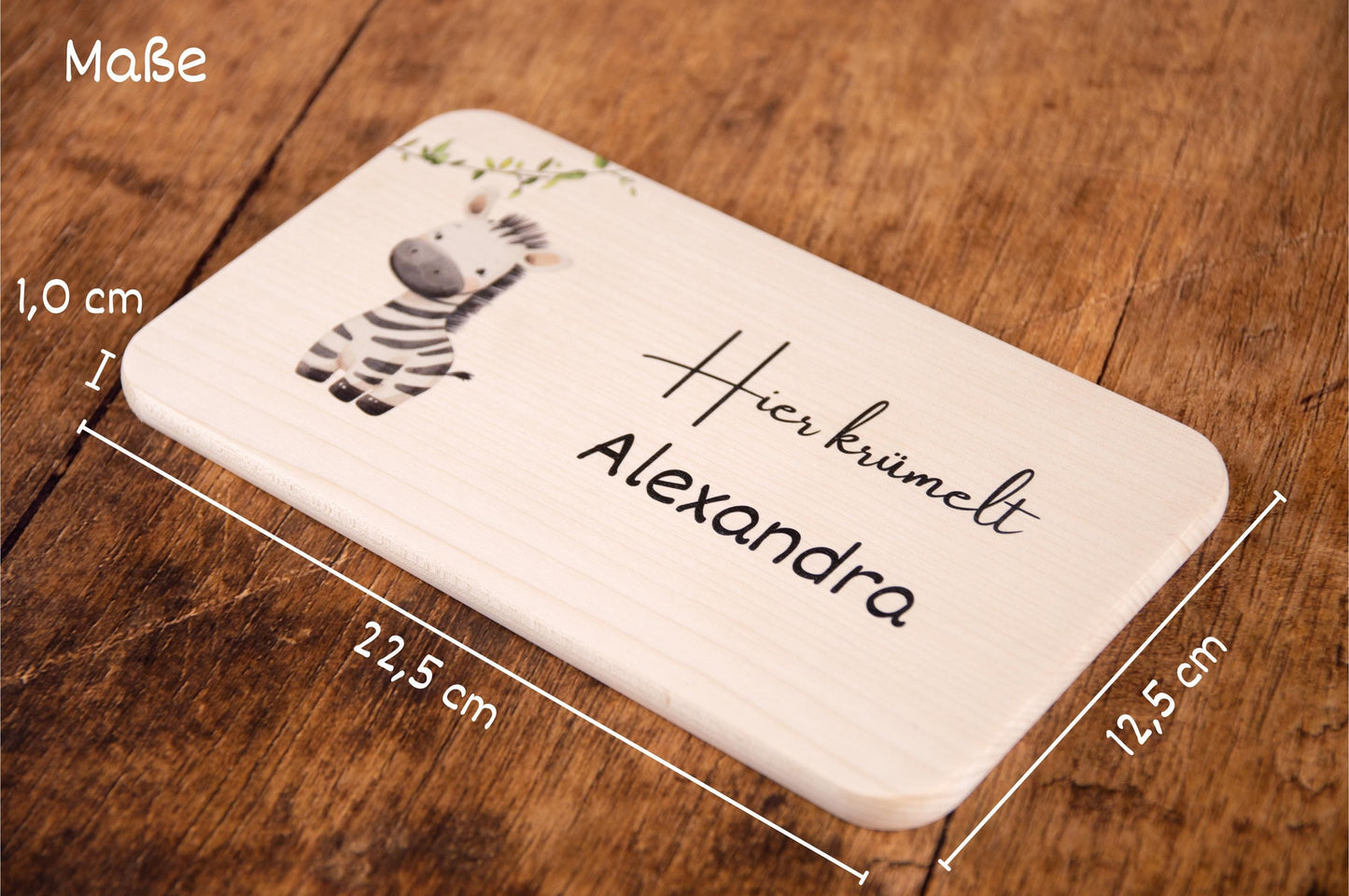 Frühstücksbrett personalisiert, Safari, Brettchen personalisiert, Geschenk Geburt, Ahornholz, Taufe, Kinder, Holzbrett personalisiert