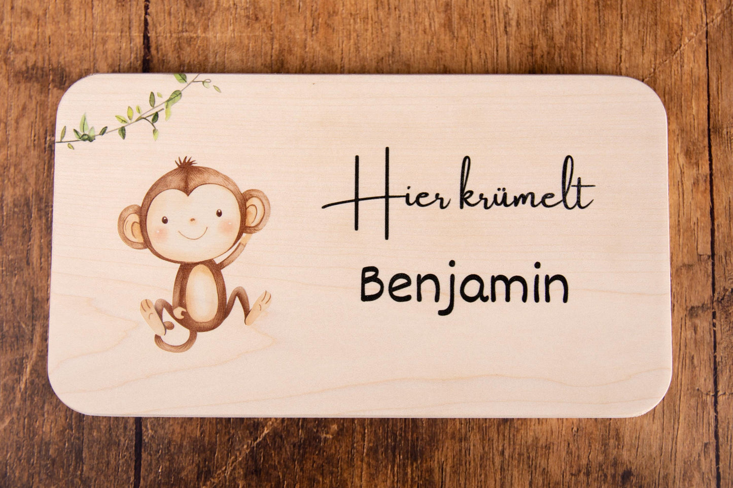 Frühstücksbrett personalisiert, Safari, Brettchen personalisiert, Geschenk Geburt, Ahornholz, Taufe, Kinder, Holzbrett personalisiert