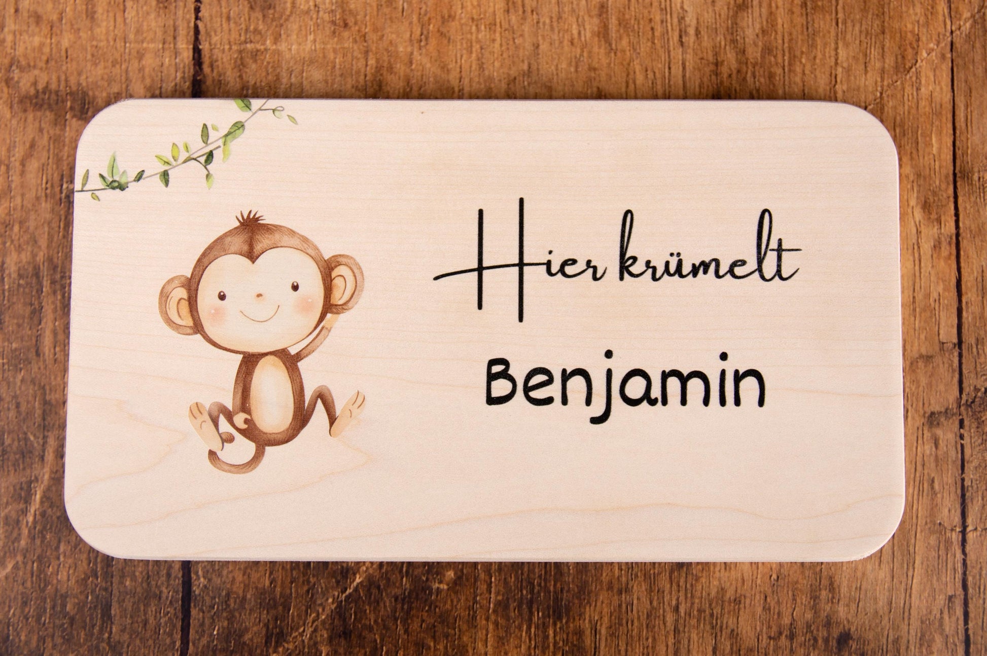 Frühstücksbrett personalisiert, Safari, Brettchen personalisiert, Geschenk Geburt, Ahornholz, Taufe, Kinder, Holzbrett personalisiert